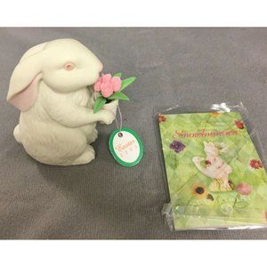 Dept 56 Snow Babies Bunny w flower pot 2003 #56.24442 NOS Open Box